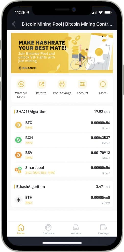 binance mining pool mobile